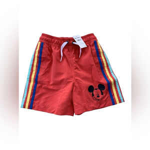 Hanna Andersson NWT Size 90, 3T, Disney Red Mickey Mouse Stripe Swim Trunks